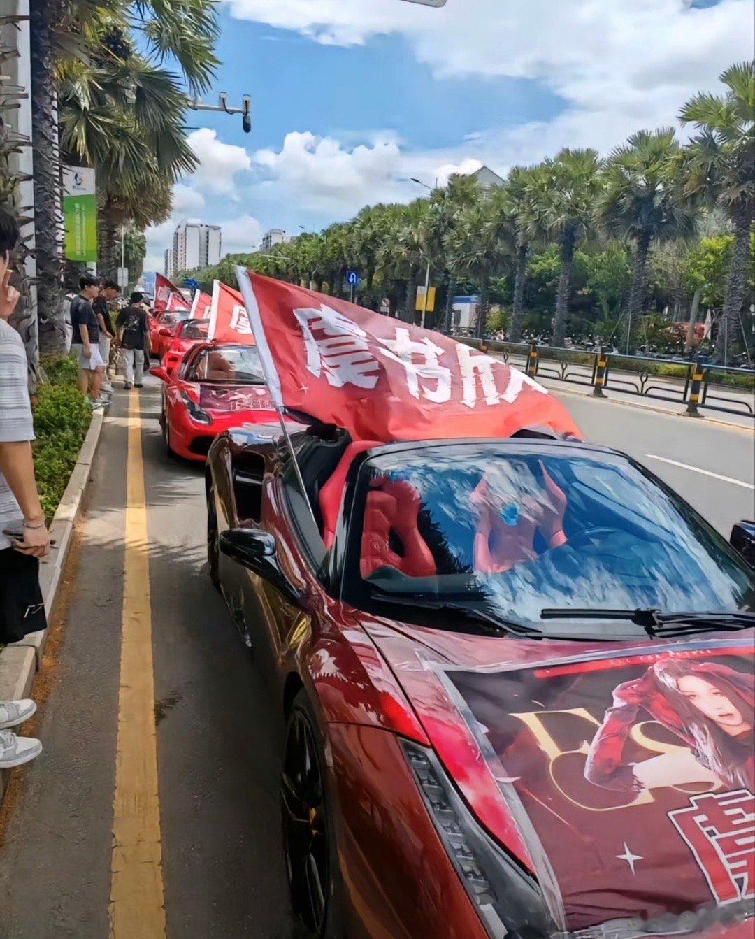 951的应援就是权威，6辆法拉利啊。。虞书欣粉丝法拉利车队应援​​​
