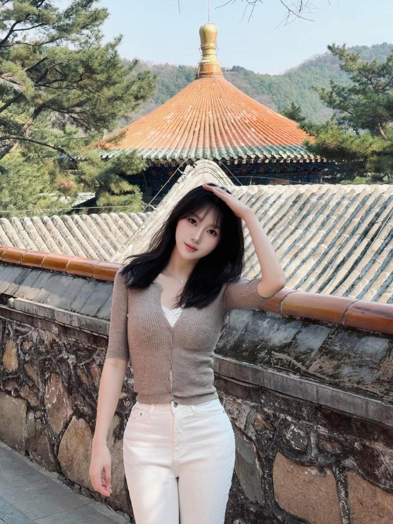 青瓦映红墙，古韵入画来。