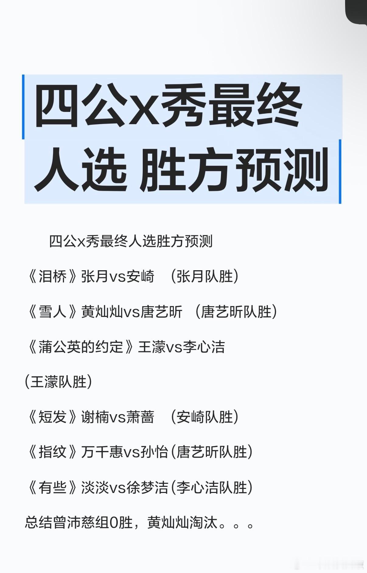 乘风2026四公x秀最终人选胜方预测乘风2026