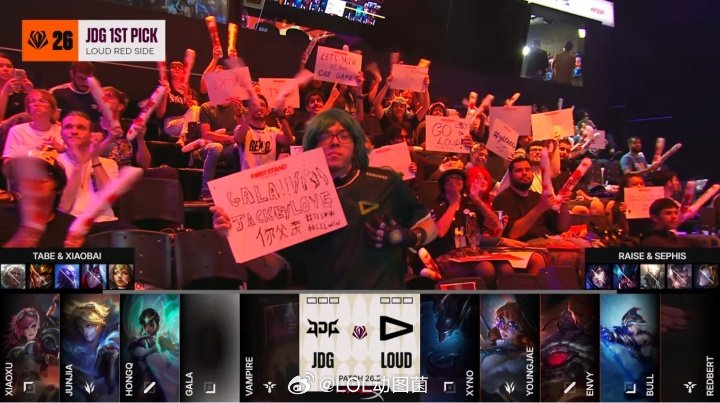 何意味？巴西现场观众举牌：“GALA！！JACKEYLOVE你父亲！”JDGv