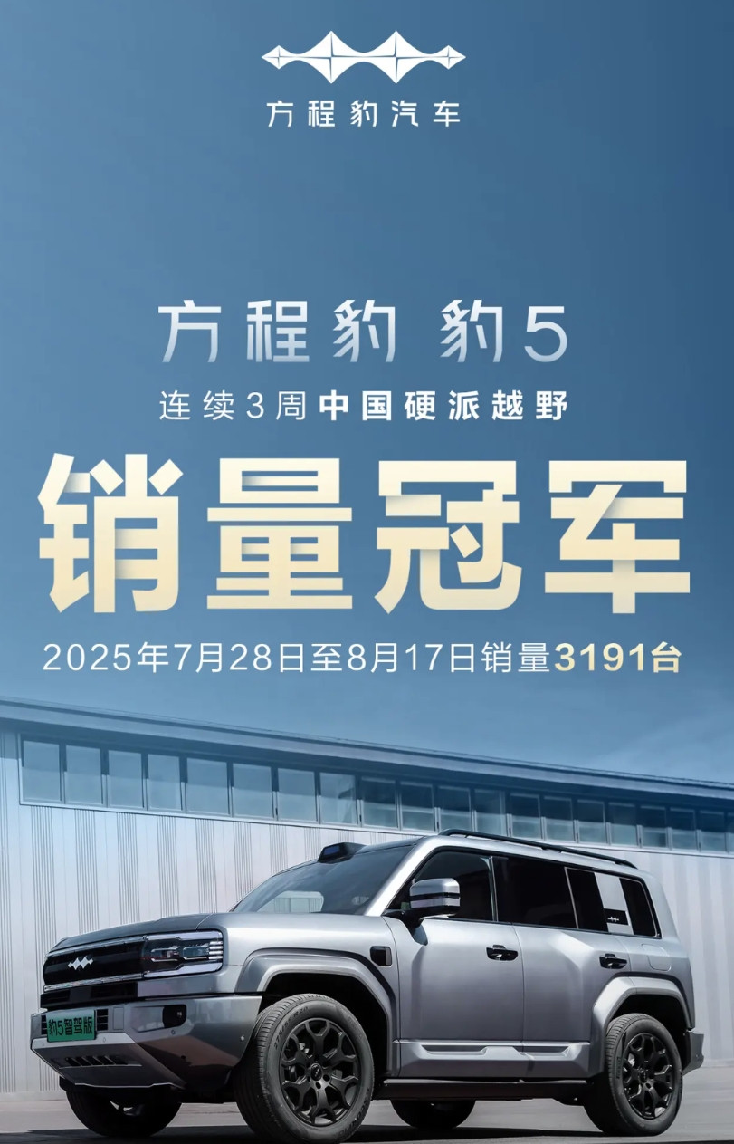 在天团们孜孜不倦的帮忙曝光宣传后，越野新玩家方程豹终于出圈了，知名度上去了，豹5