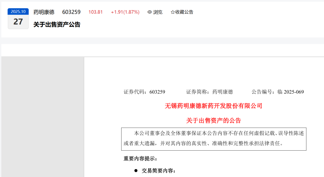 药明康德! 高瓴! 28亿元!