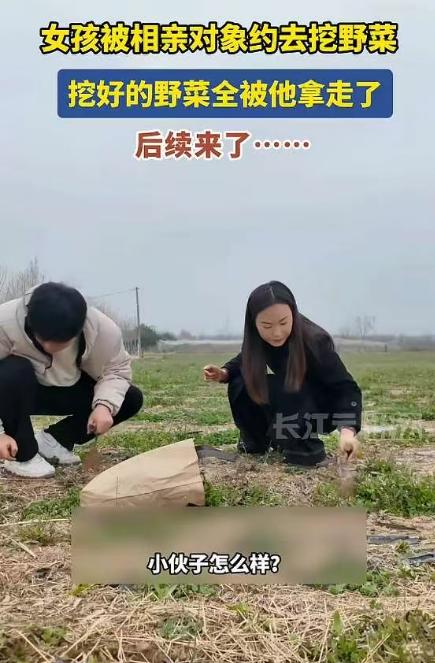 “笑不活了！”陕西，一女子被相亲对象约去挖野菜，最后两人挖了一兜荠菜，不料，男方
