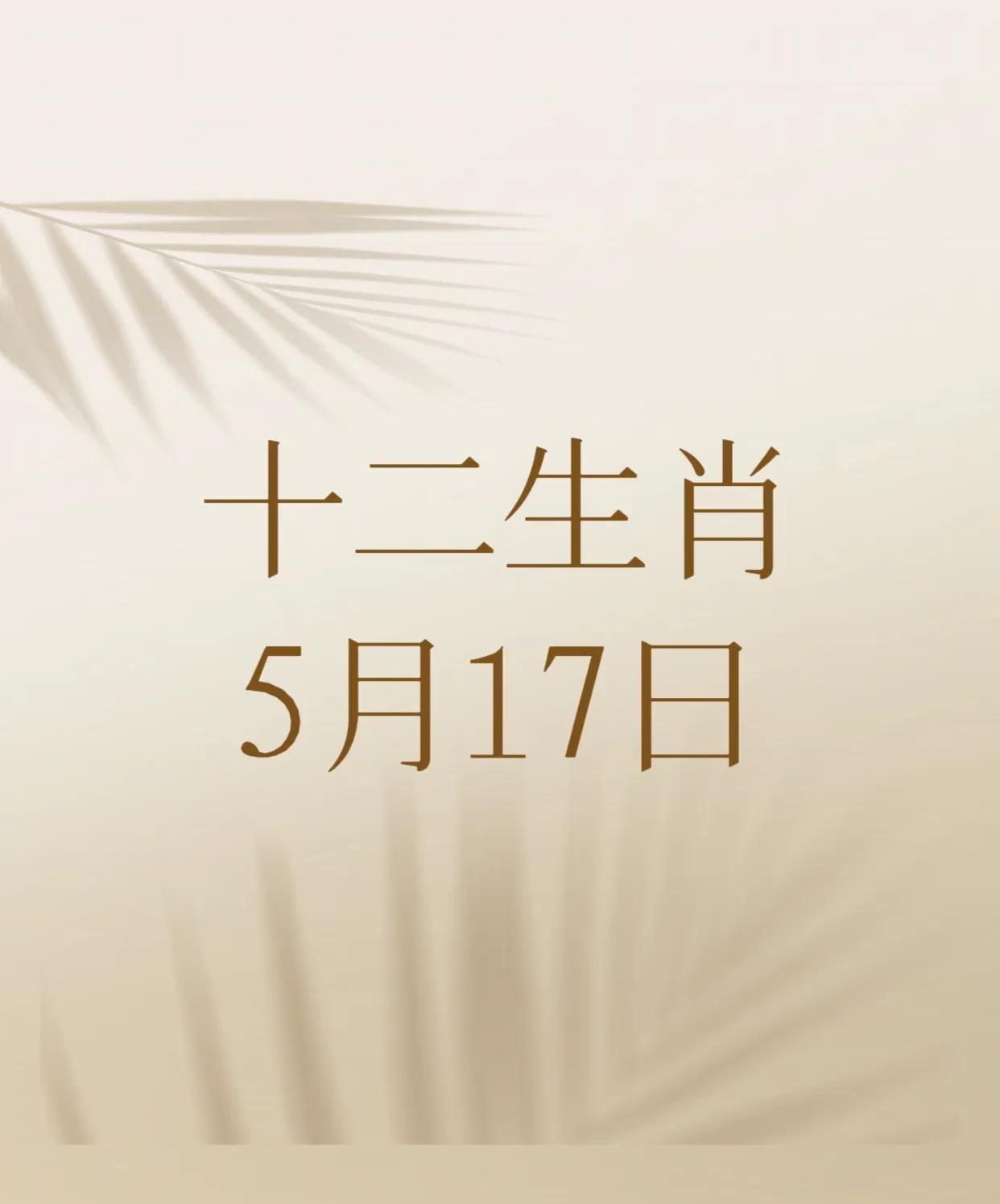 5月17日的十二生肖指南：排名生肖前四名：4.生肖鸡：财星高照，偏财顺畅。