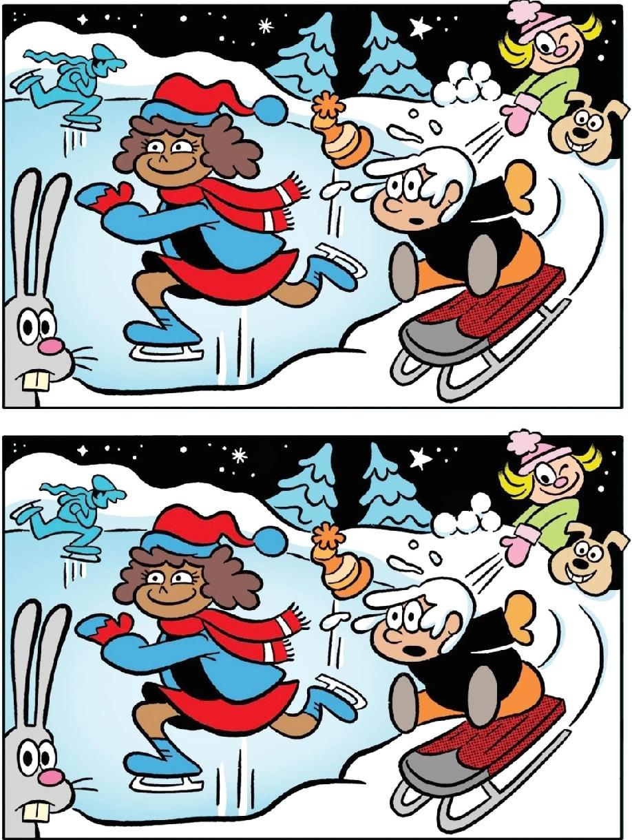 绝了！这张冬日玩雪找不同图难倒无数人，你能找出几处不同？