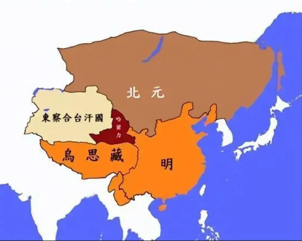 元朝实际上亡于清朝，1635年林丹汗之子投降后金，并献上传国玉玺，这才标志着元朝