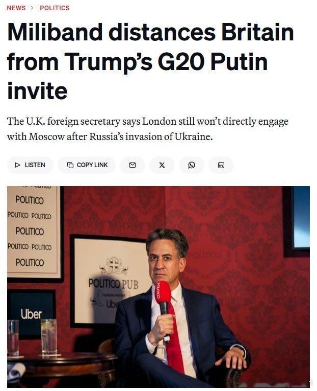 英国承诺如果俄罗斯厚着脸皮要来G20，英国也不会和俄罗斯官员有任何接触！英国不会在特朗普邀请俄罗斯参
