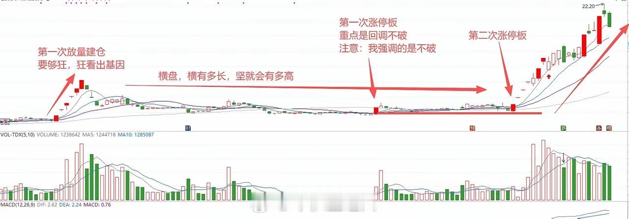 能看懂这只股票你基本上是入门了从他的建仓到横盘，到它的暴涨都是有规律的，建仓后回