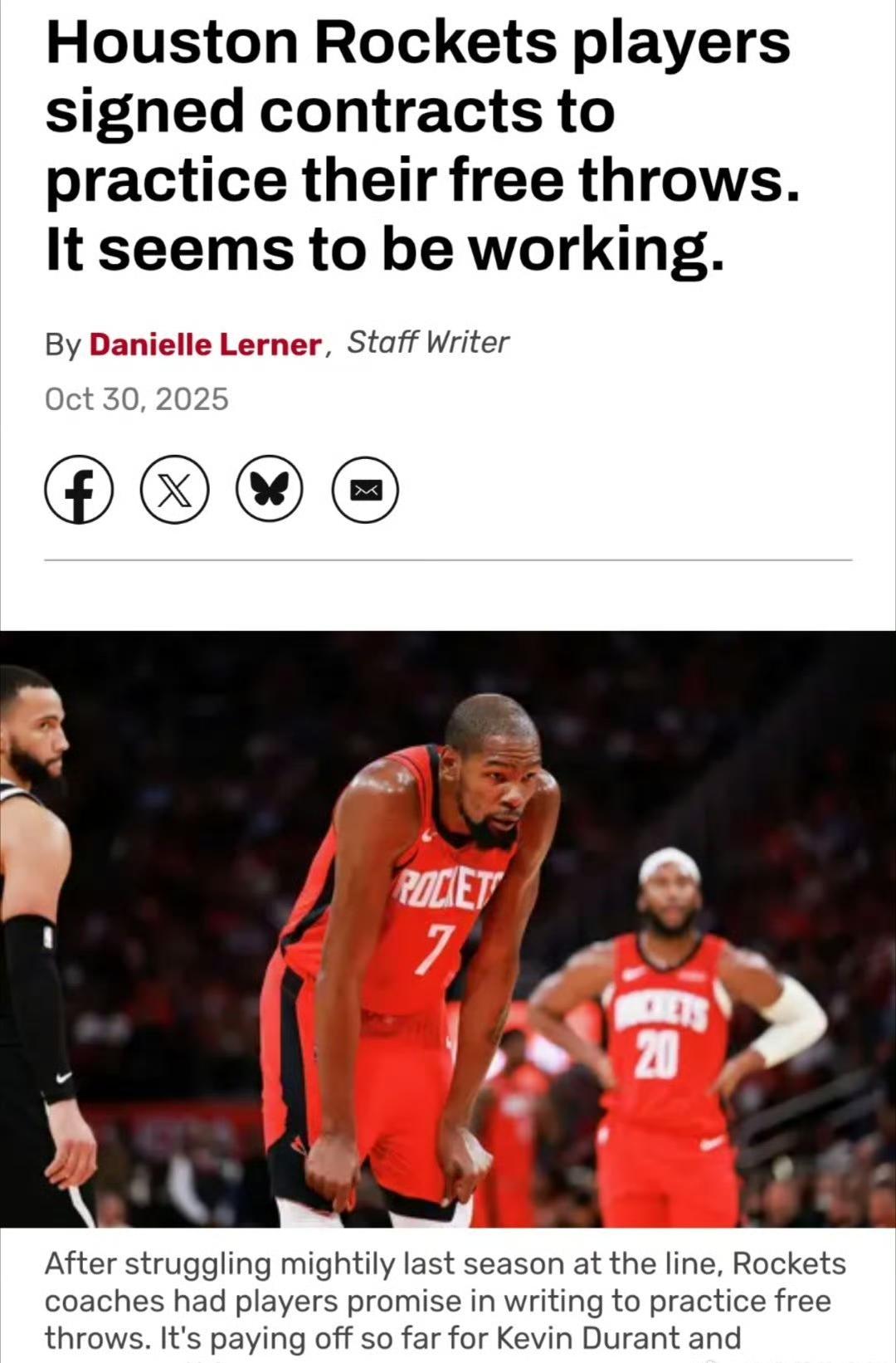 火箭队独树一帜的罚球战略,球队与每名球员都签署了一个罚球协议。据火箭队队记报道,