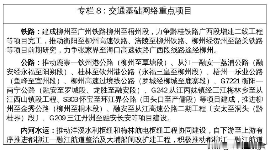 柳州十五五铁路规划，6条高铁和快铁列入柳州是广西中部的普速铁路枢纽，主要路线