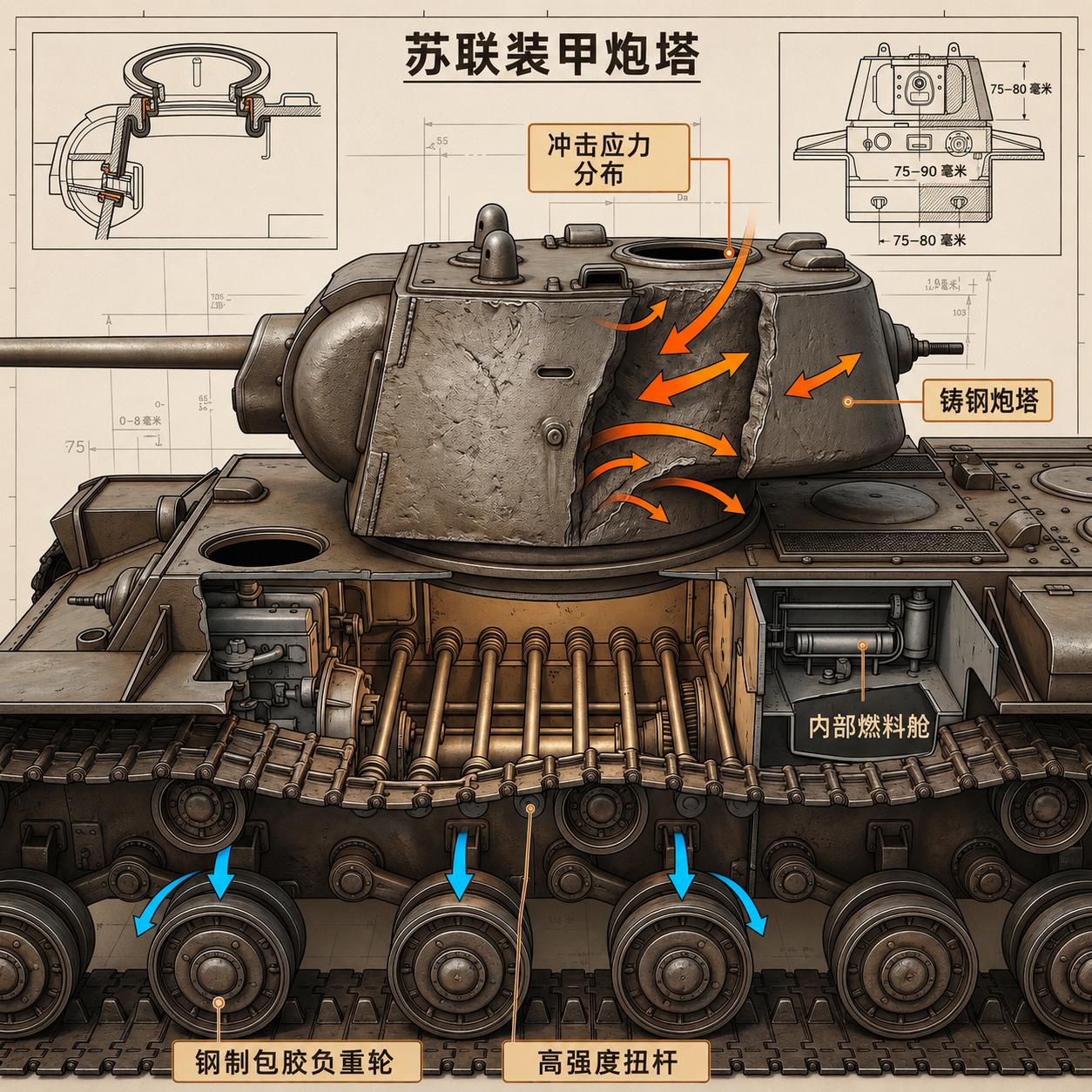这张图把KV-1重型坦克的“抗揍”秘密扒得明明白白，它为啥能在战争初期硬抗德军所