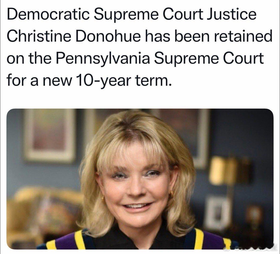 宾州最高法院，三名民主党支持的法官今天竞选连ren成功，获得新的十年任期选民