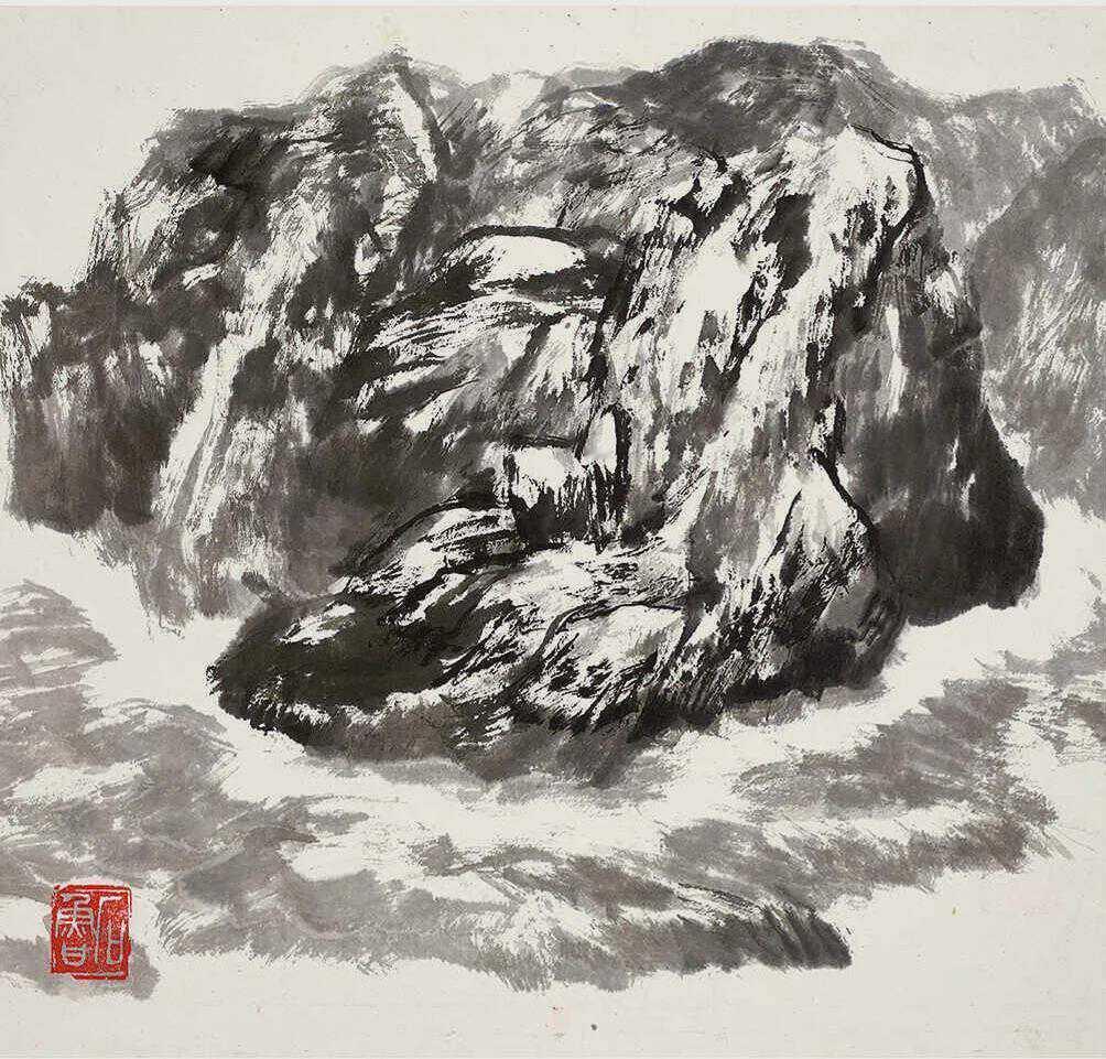 石鲁《陕北写生册》共八开，写画家于陕北核心区域所见。既有沟壑纵横的黄土高原，也有