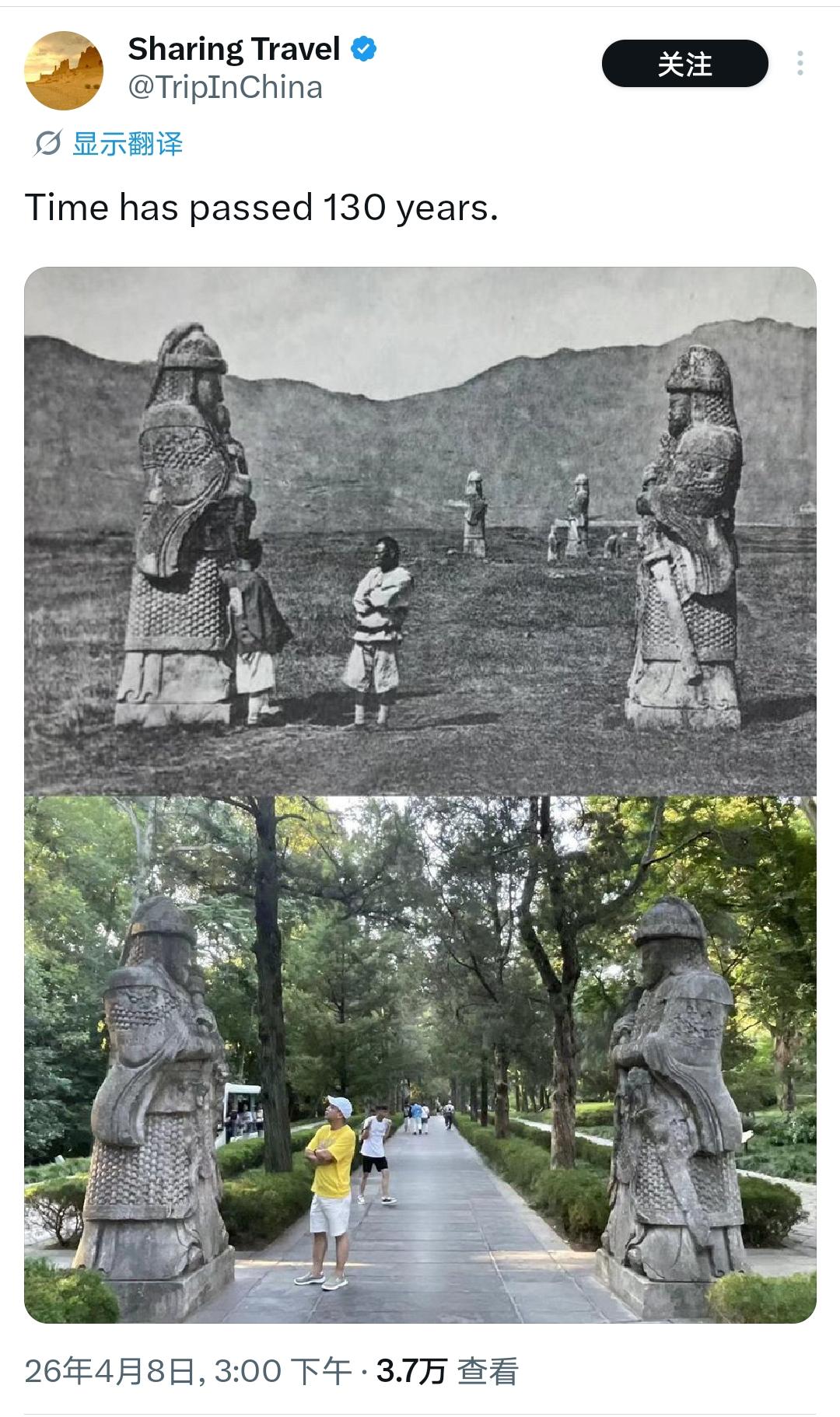 130年明孝陵：从金陵荒草到钟山盛景130年前，明孝陵神道还是一片旷野。