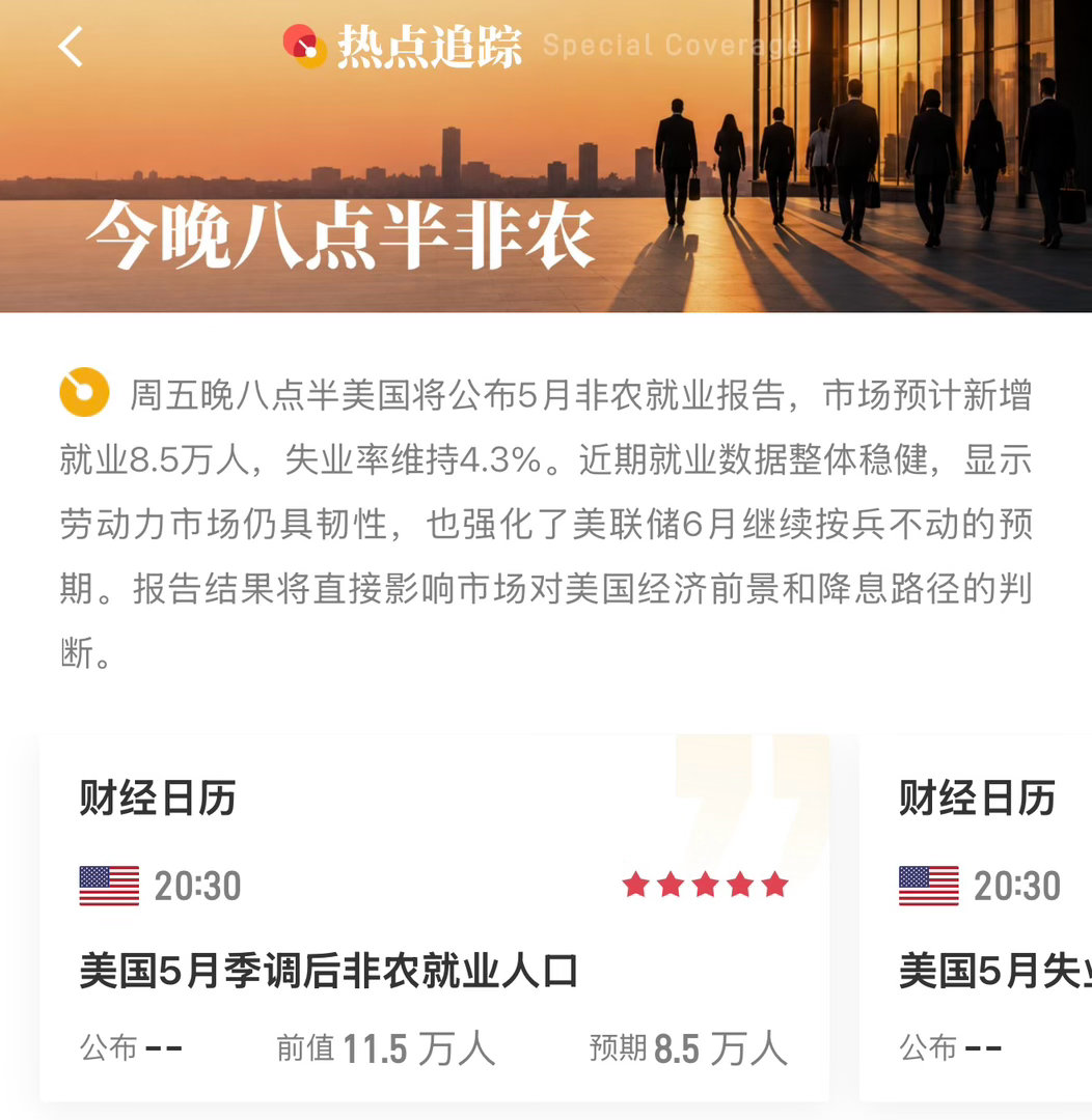 今晚大非农来袭，注意事项1.数据低于预期（<7万，失业率升）→降息预期升温