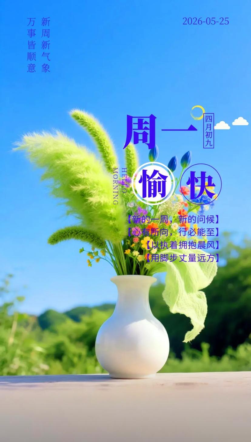 夏晨问安，晨光揽怀添暖意，清风伴度好流年。2026./5.25.[玫
