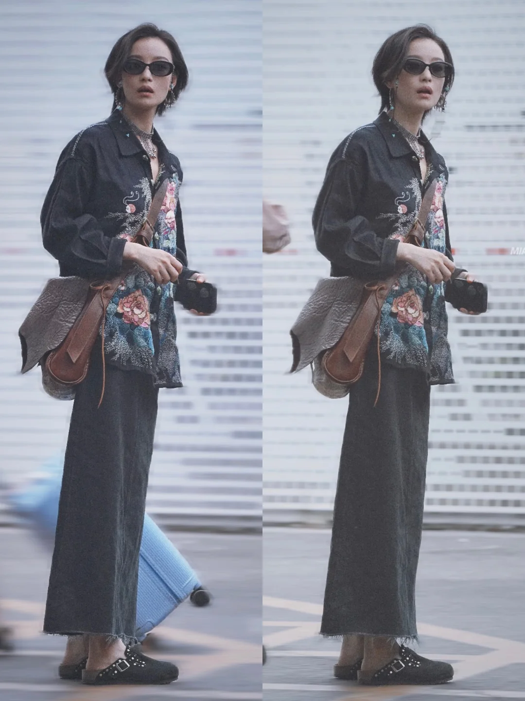 倪妮新中式机场私服，好修长的身材！