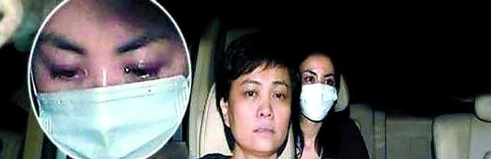 王菲情绪崩溃时被记者围追堵截逼停车辆，车内流泪。王菲回京在机场情绪不好，