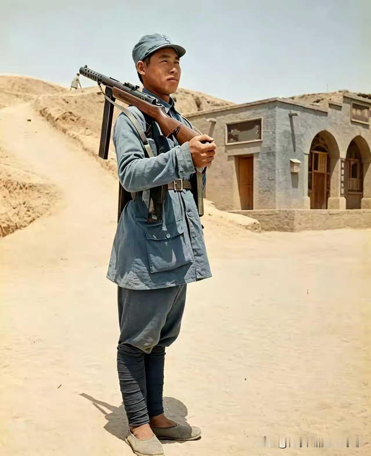 被修恢的老照片，1939年，美国记者在陕北拍的八路军战士。​​​