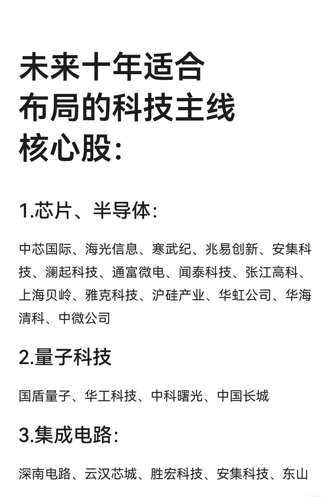 “未来十年适合布局的科技主线核心股”第一张图片聚焦于芯片、半导体、量子科技和