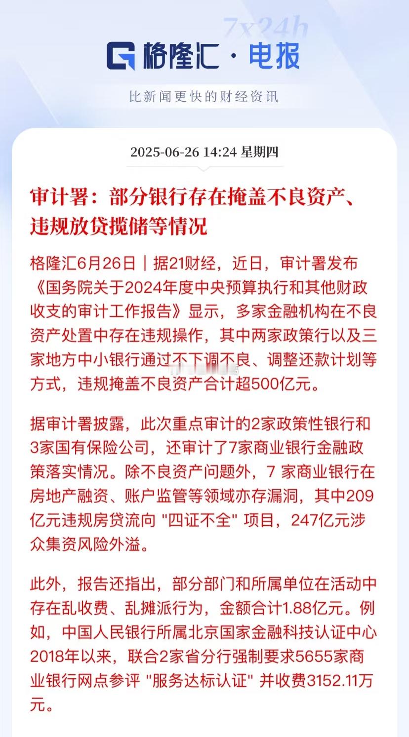 部分银行存在掩盖不良资产违规放贷等情况。。​​​