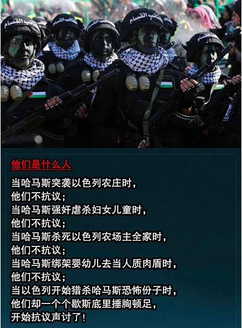 看图说话不代表本人的意思。【他们是什么人？】当哈马斯突袭以色列农庄时，他们不抗
