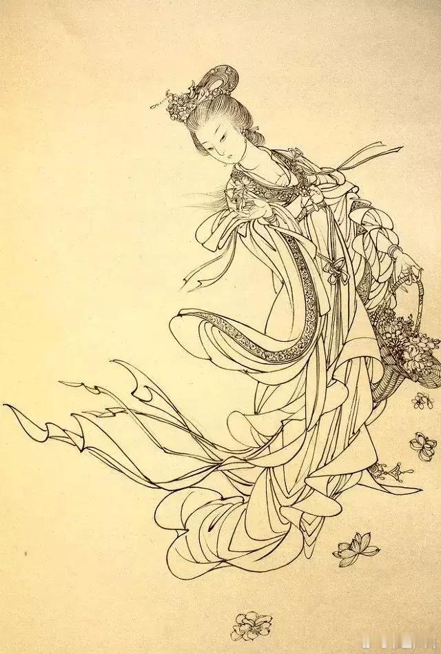 中国国画传统线描。天生会画遇见艺术