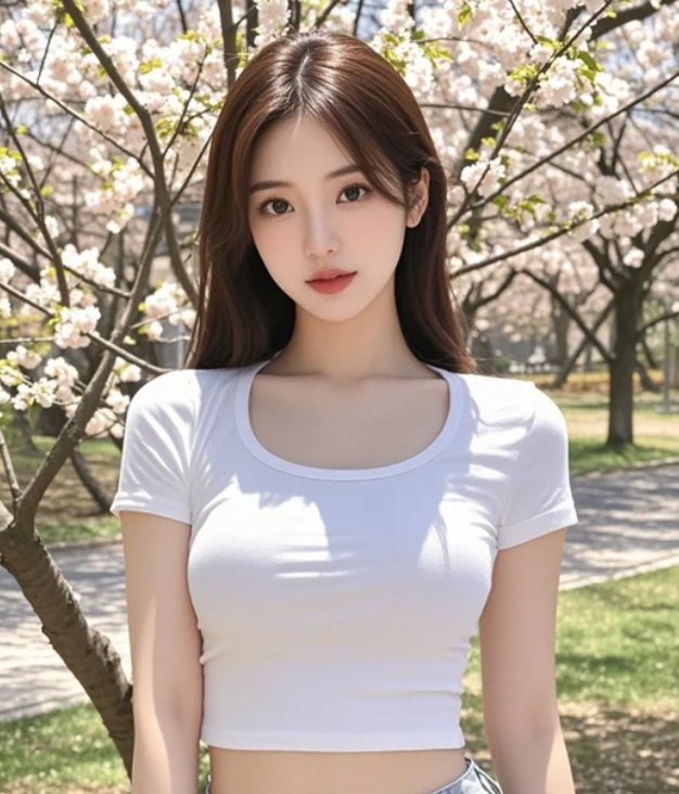 美女漫步樱花树下，每一步都是春日诗篇