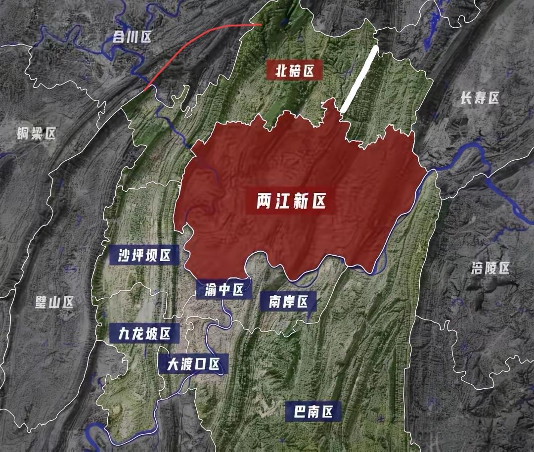 少了一个狭长的江北，多了一个地跨五槽，更加狭长的北碚！最东槽的统景、大盛和长寿区