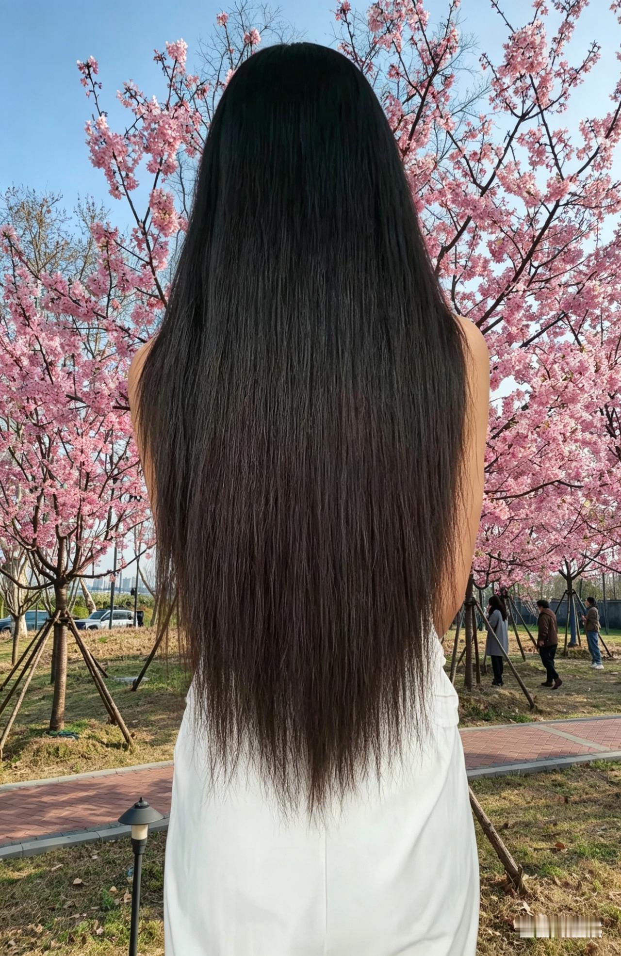 那一缕垂落的黑亮顺着肩背，流淌成安静的光不必看清眉眼与模样这清瘦又美好的背