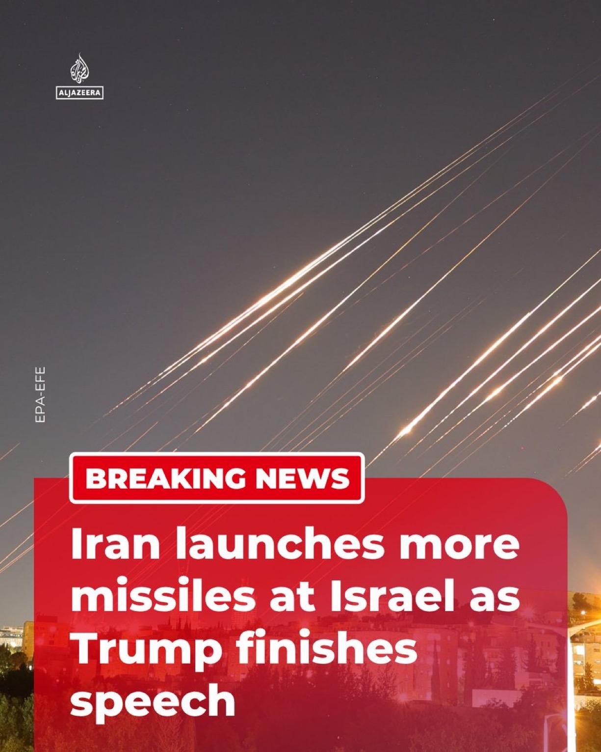 实时打脸，话音刚落，炮声响起就在美国总统特朗普结束讲话后不久，以色列军方表示