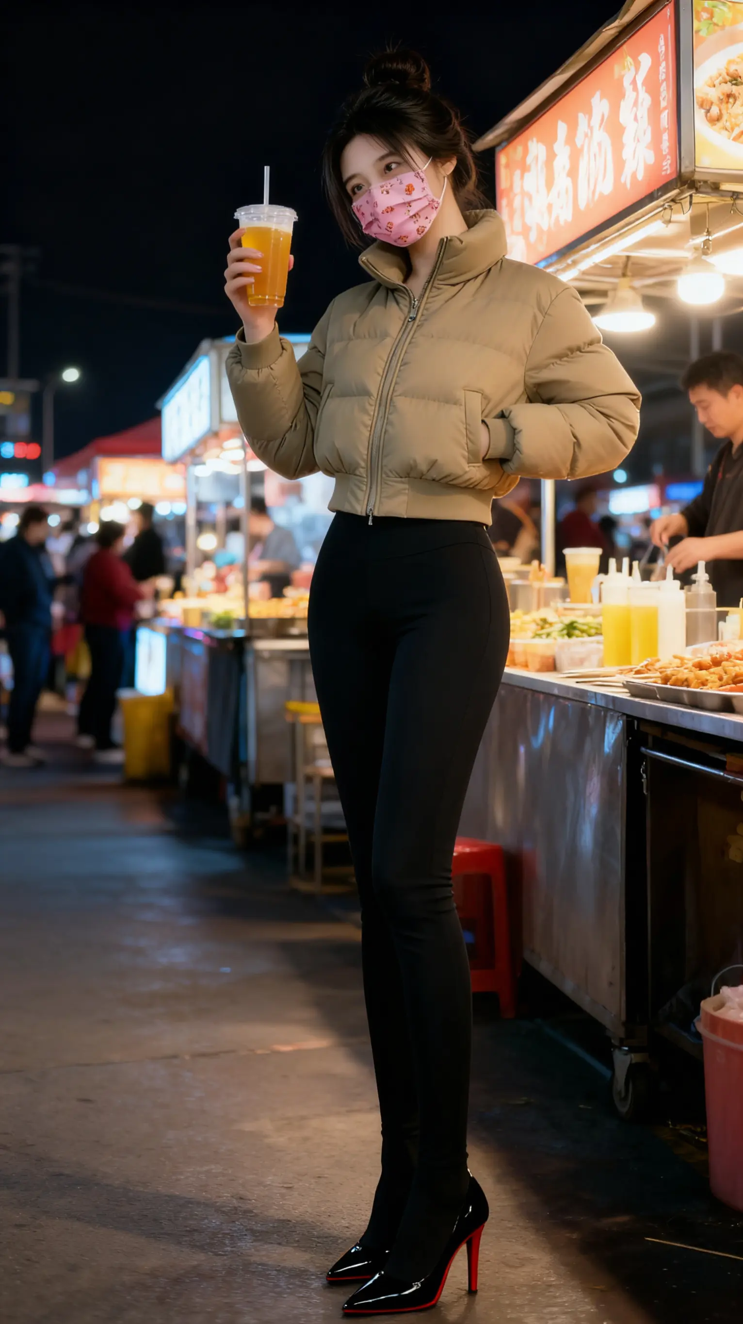 夜市街 紧身牛仔裤