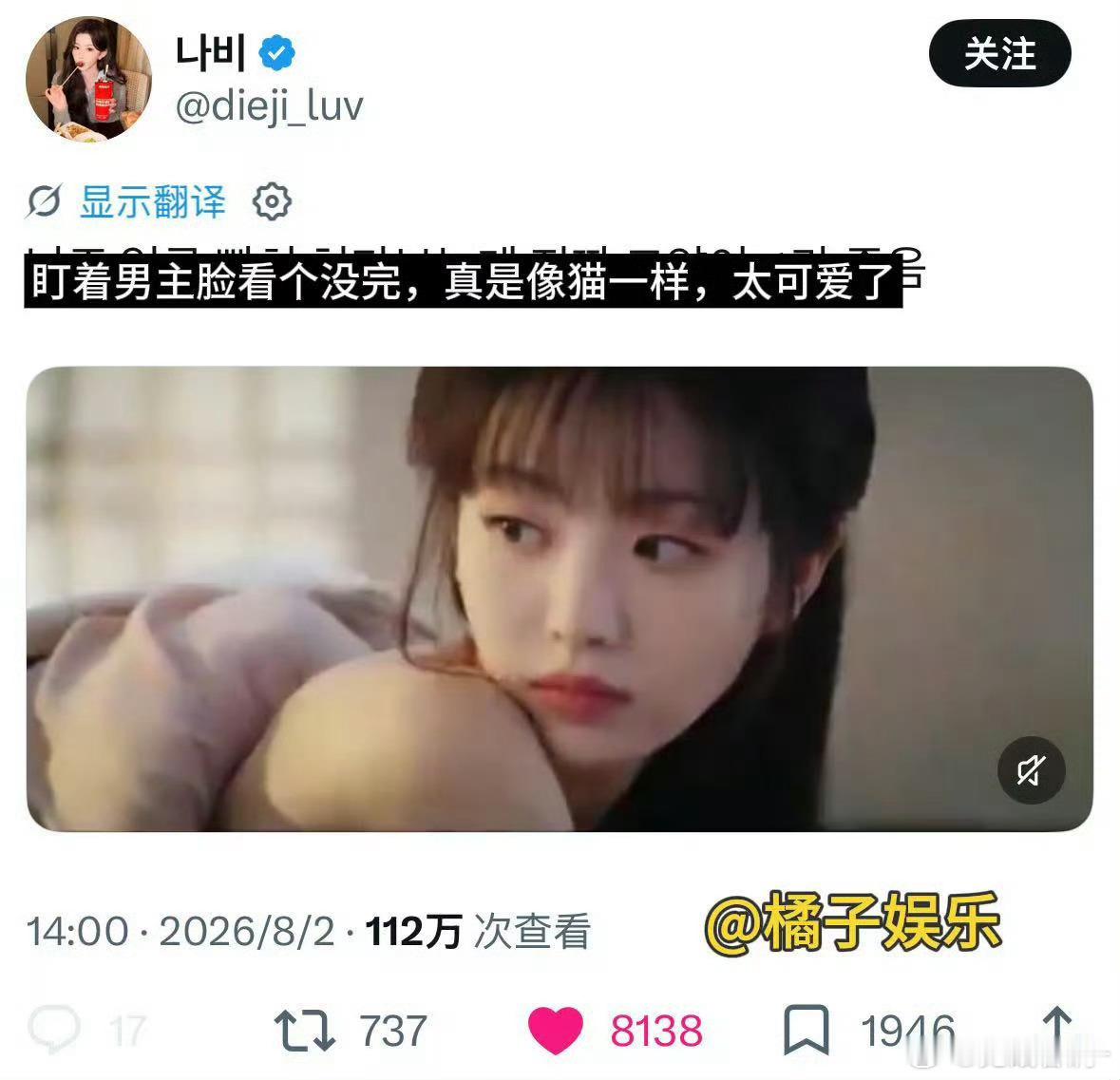 田曦薇猫咪外貌引韩网热议姐姐和猫咪一样可爱呀