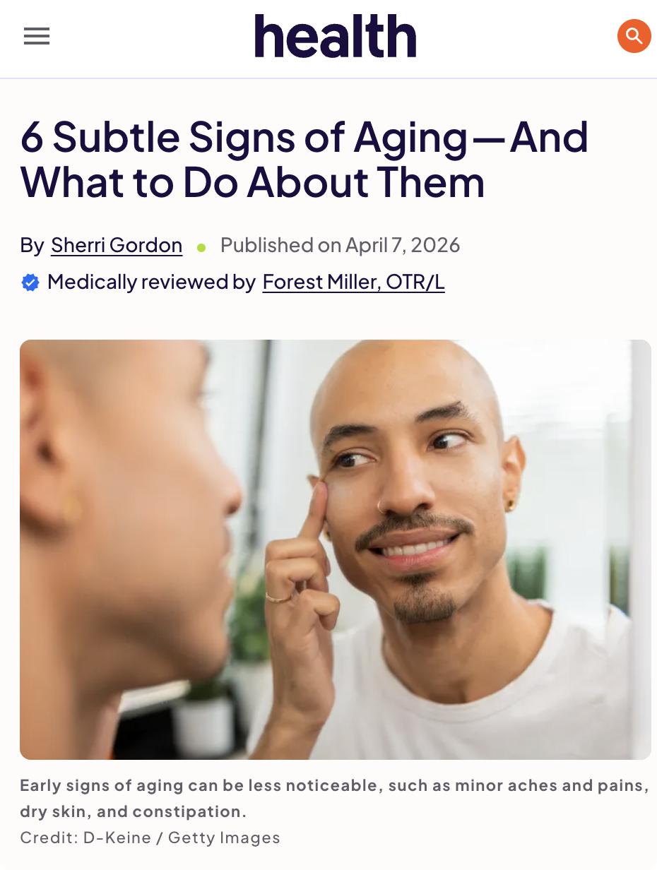 外媒：衰老的六大早期信号及应对方法研究显示，人体衰老并非匀速推进，而是在34