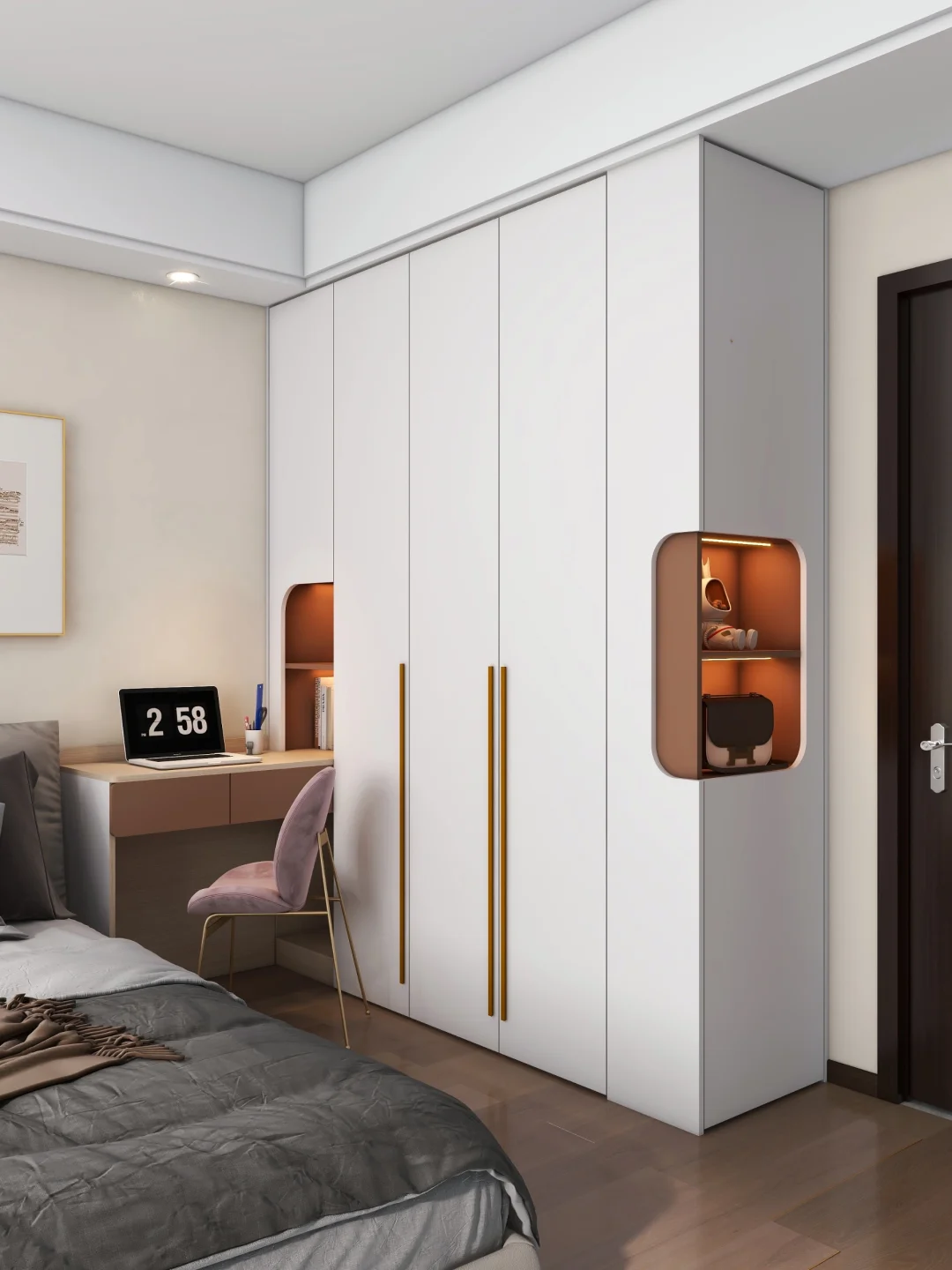 衣柜带转角书桌设计（附带详细尺寸图）