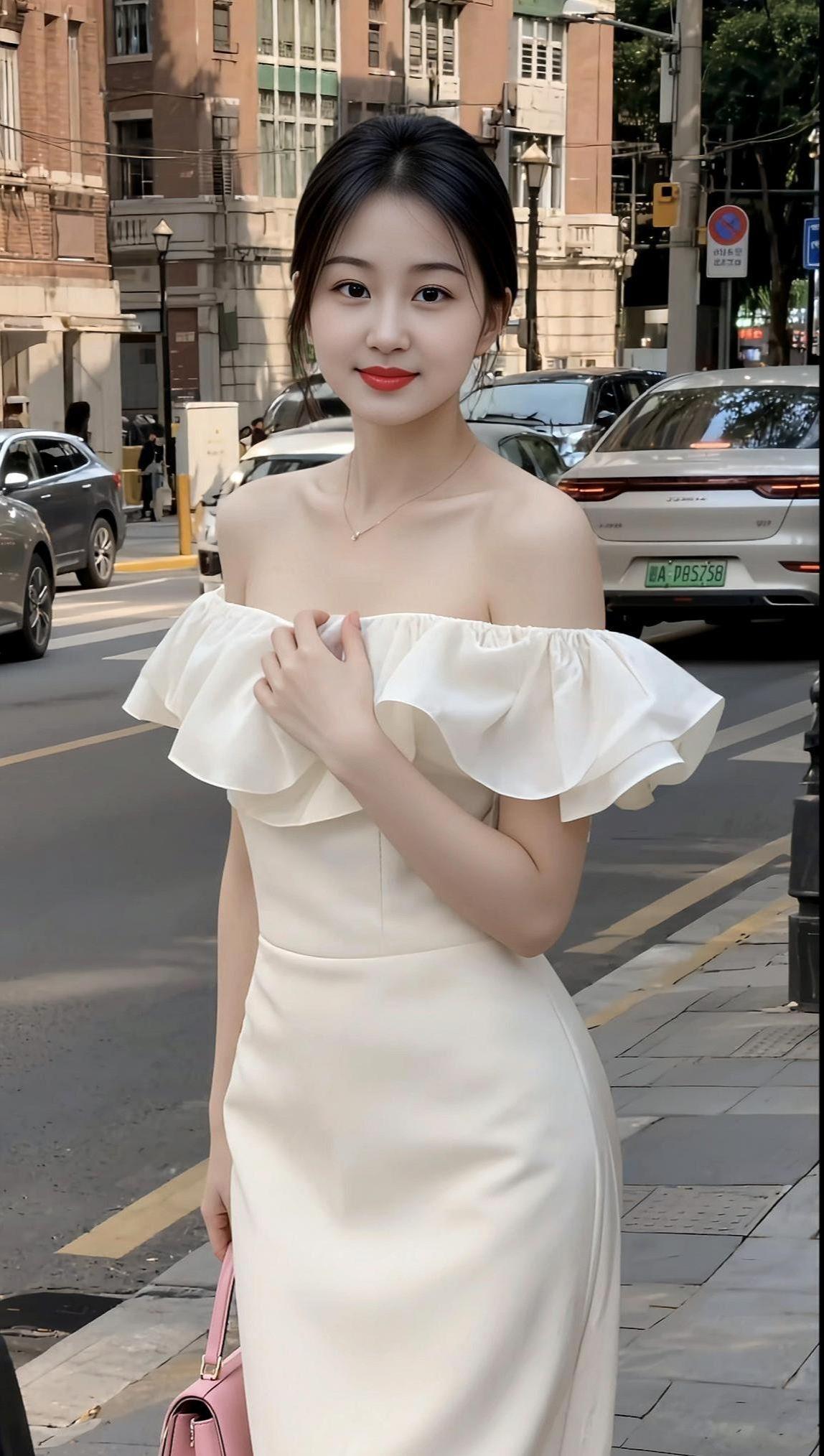 AI露肩街拍风