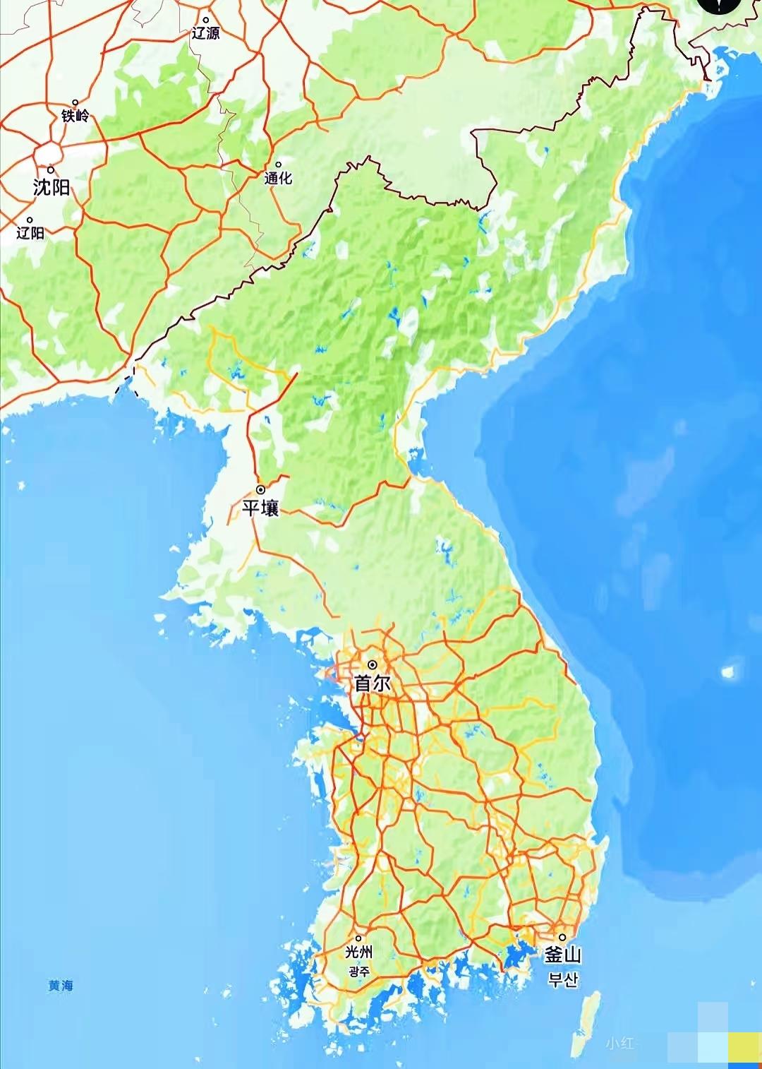 朝鲜与韩国高速路网对比[笑着哭]⭕️韩国：高速里程4800公里路网密度非常高