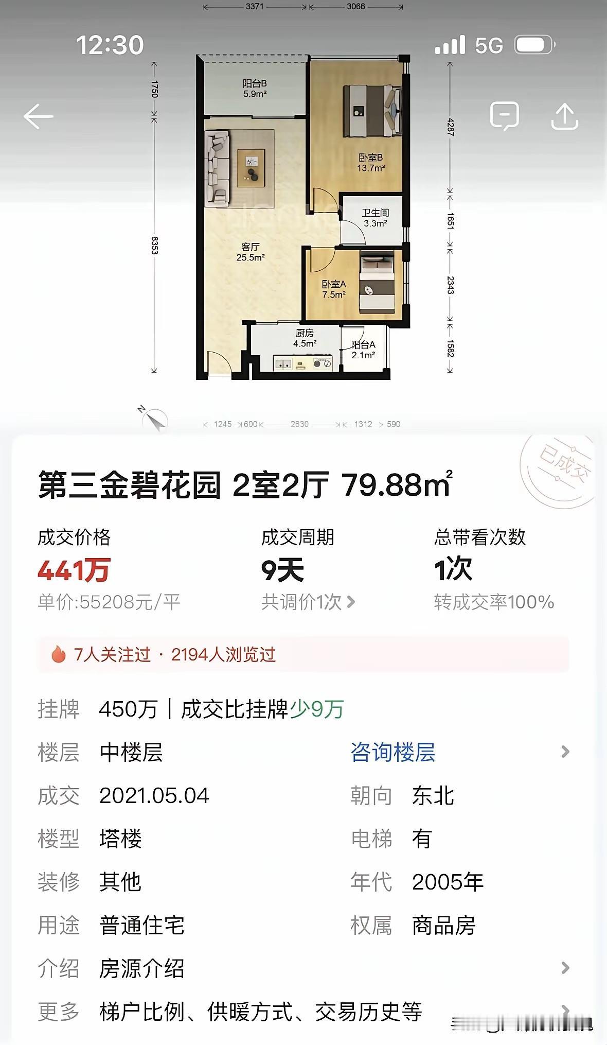海珠金碧花园的业主群里，最近天天有人晒成交记录。80平两房，红本本上的数字刺得人