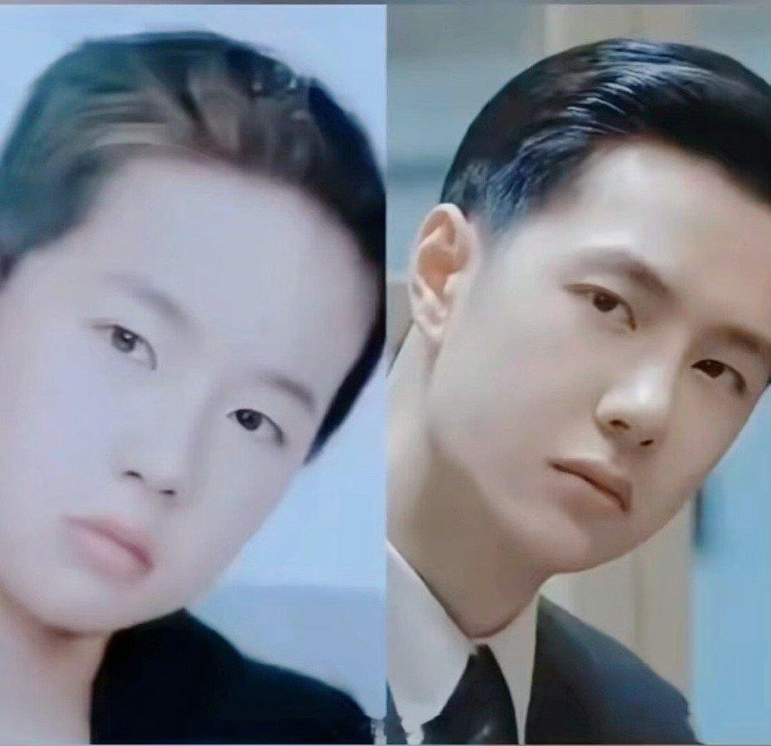 王一博复刻小时候的照片时光褪去少年稚气，奶膘和清澈眼神依旧如故🥺复刻童年旧照，
