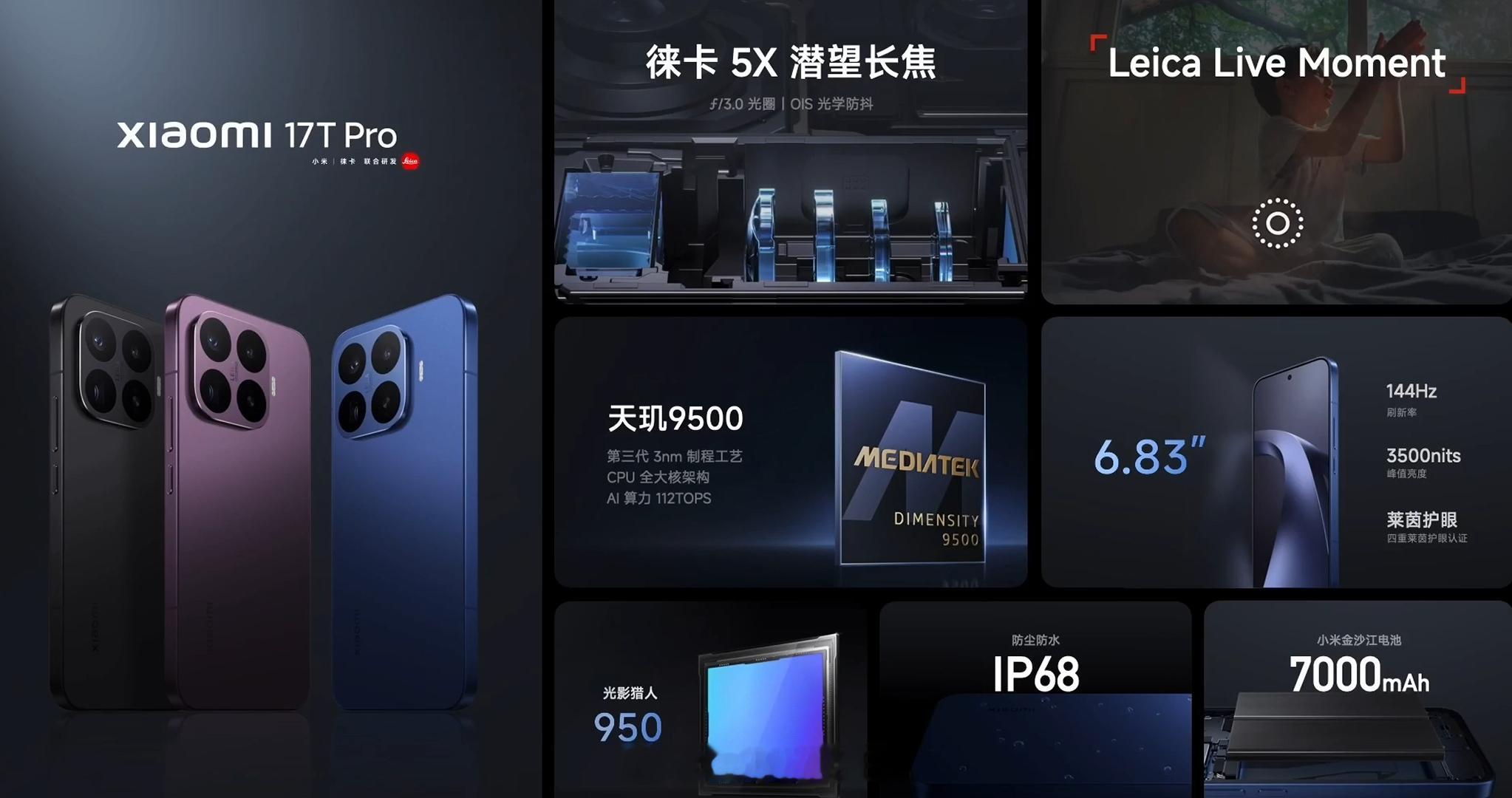 小米17TPro发布，首销减300，12+256GB售价3999元