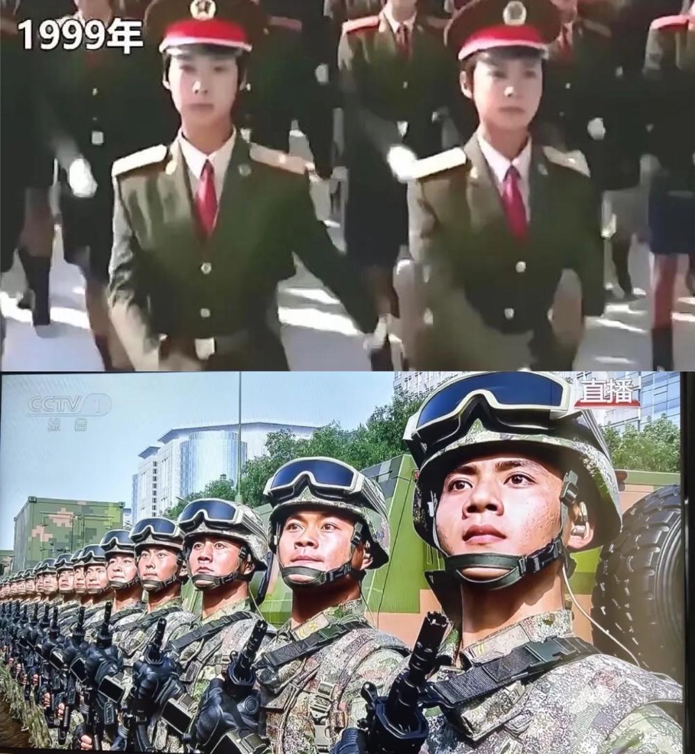 已知1999年阅兵时，女兵方阵领队的两个女孩是双胞胎，今年2005年阅兵镜头