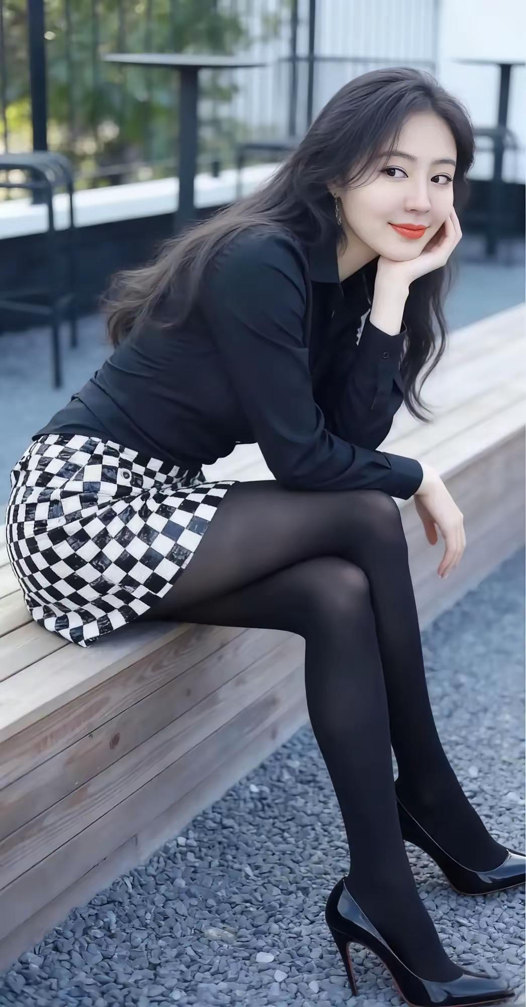红妆美人倚栏坐，黑裙映日影如画。怎样穿搭让自己更美