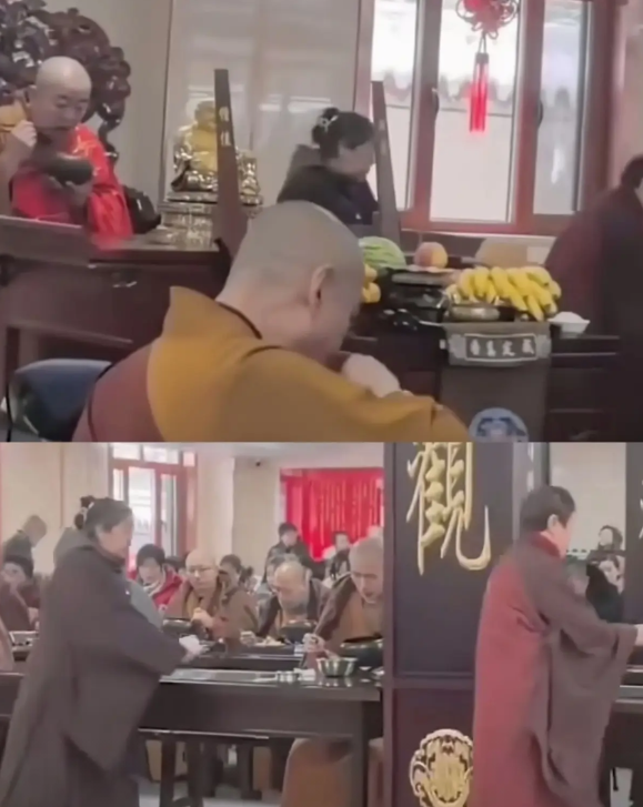 被少林寺吃饭这个场景惊到了一，释永信作为方丈，身居高位，坐在主位上倒没什么问