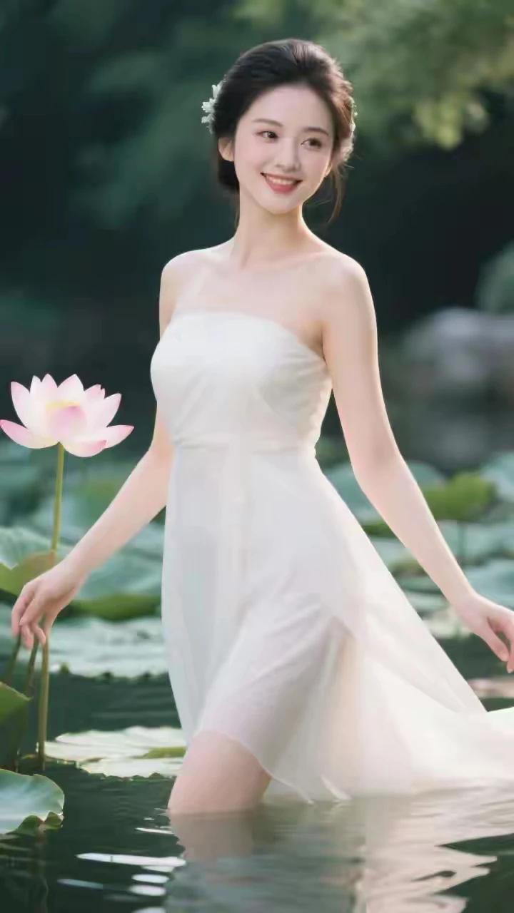 清水出芙蓉，天然去雕饰。冰肌玉骨，明眸皓齿。花容月貌，玉质天成。眉清目秀，