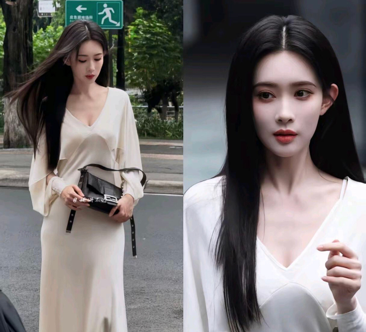 有网友在成都偶遇了孟子义，说她本人美的像神女一样。孟子义何与百花杀婚纱照