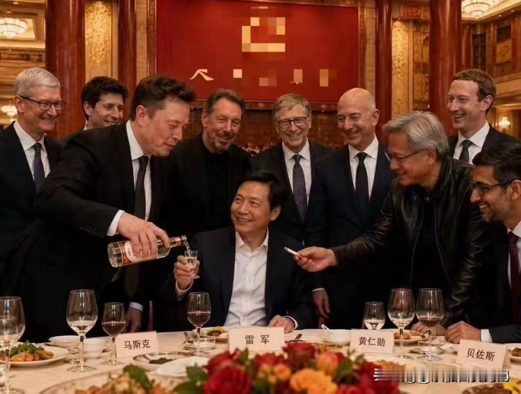 好吓人！雷军这排面，让人难以置信！绝对是有生以来最牛时刻——左边:马斯克低头为