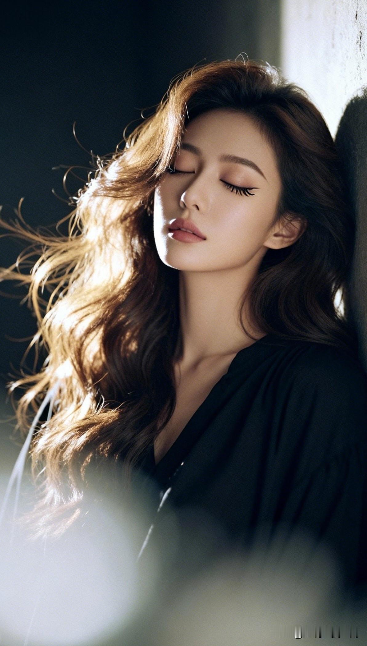 沉醉在光影中的优雅女子，闭眼享受这一刻的宁静与美好。什么是真正的女性美?