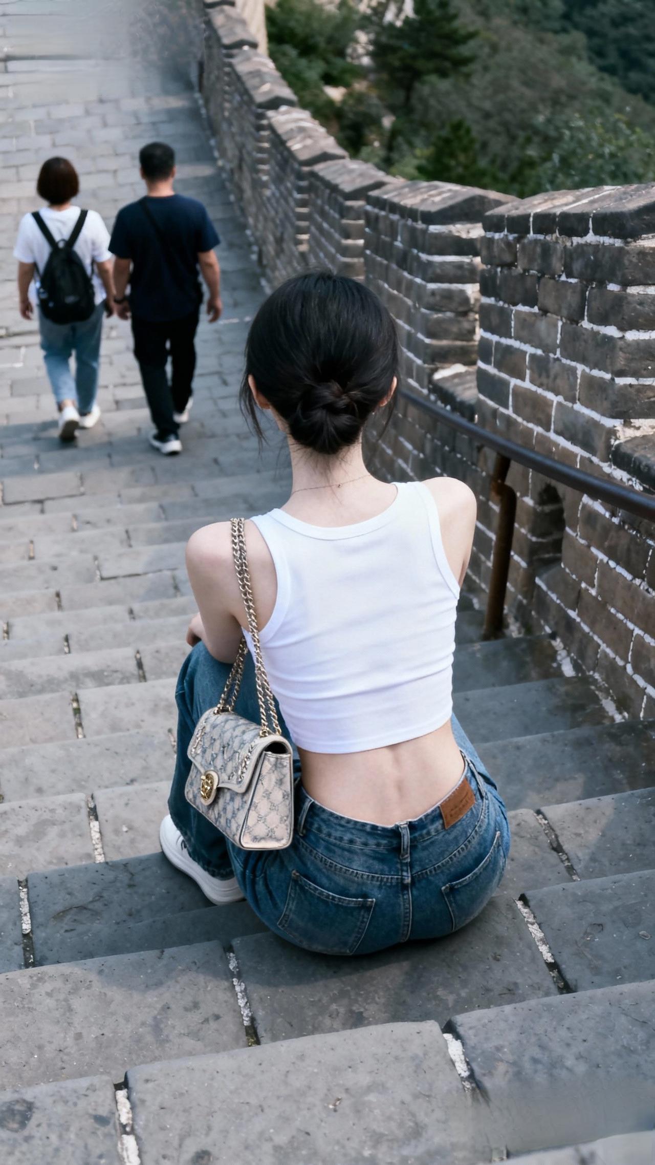 静坐长城的石阶上，感受历史的厚重与静谧。爬长城