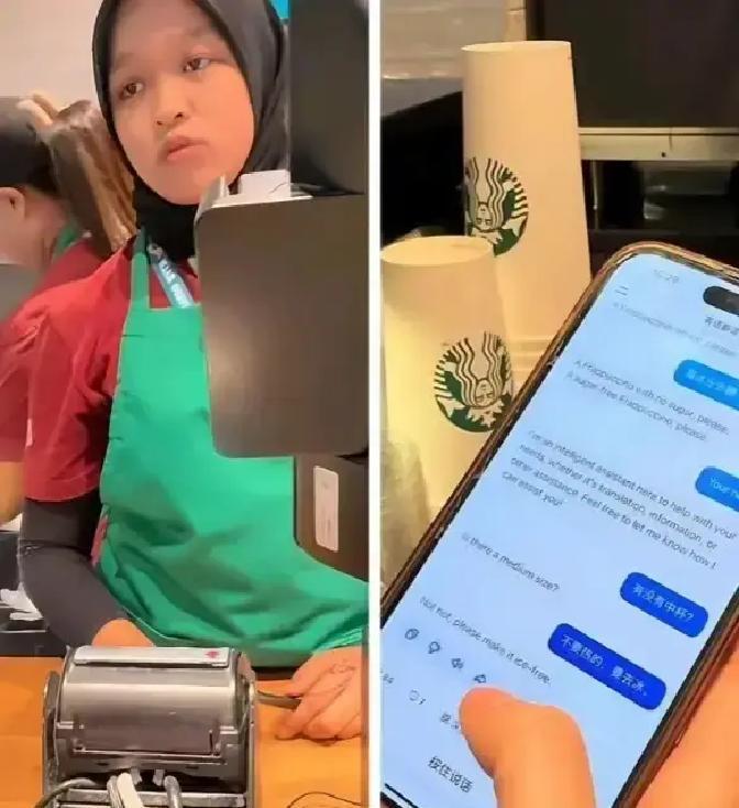 一个广东姑娘去吉隆坡机场买咖啡，全程用翻译软件客客气气地沟通。她以为自己只是遇到