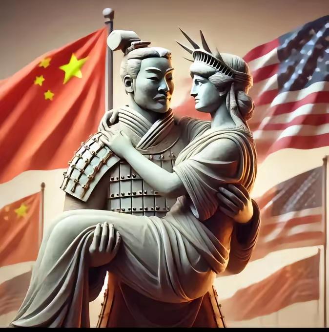 笑不活了！印度专家坎坦发了一张兵马俑抱着自由女神像的照片，配文道，“g2看起来